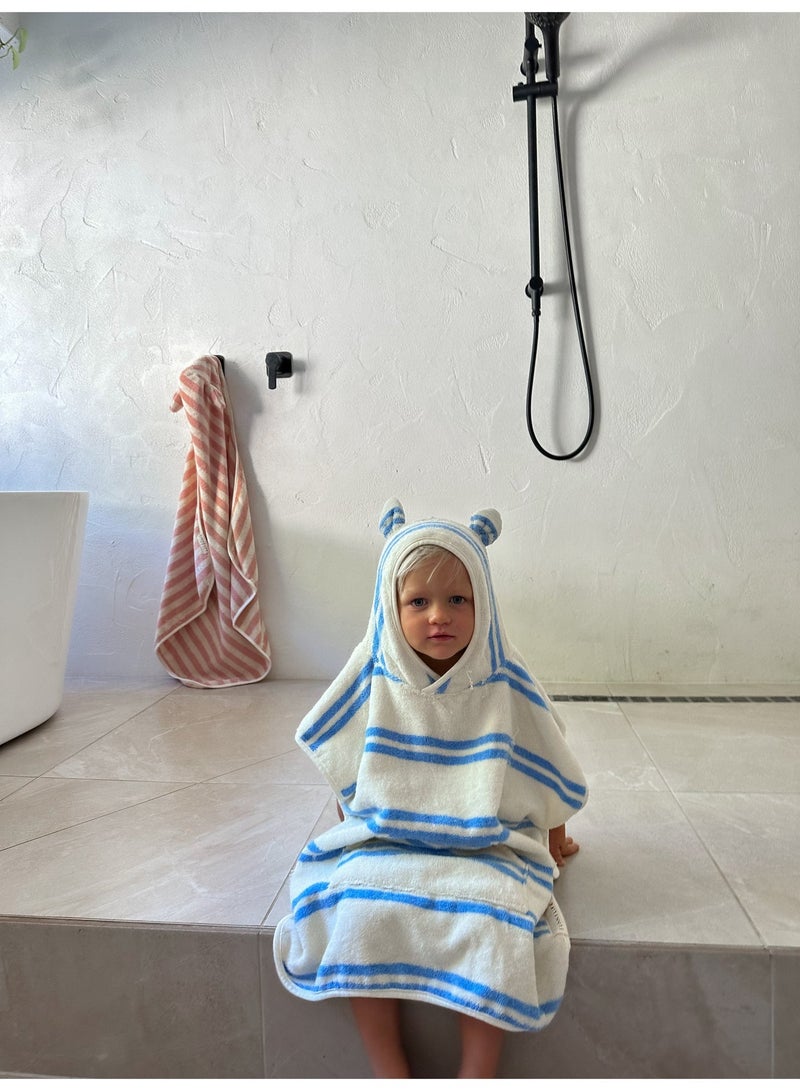 Sunnylife Kids Hooded Towel for Toddlers – Sammy the Seagull Blue Stripe, Soft & Absorbent Bath, Beach & Swimming Towel for Boys & Girls - Image 2